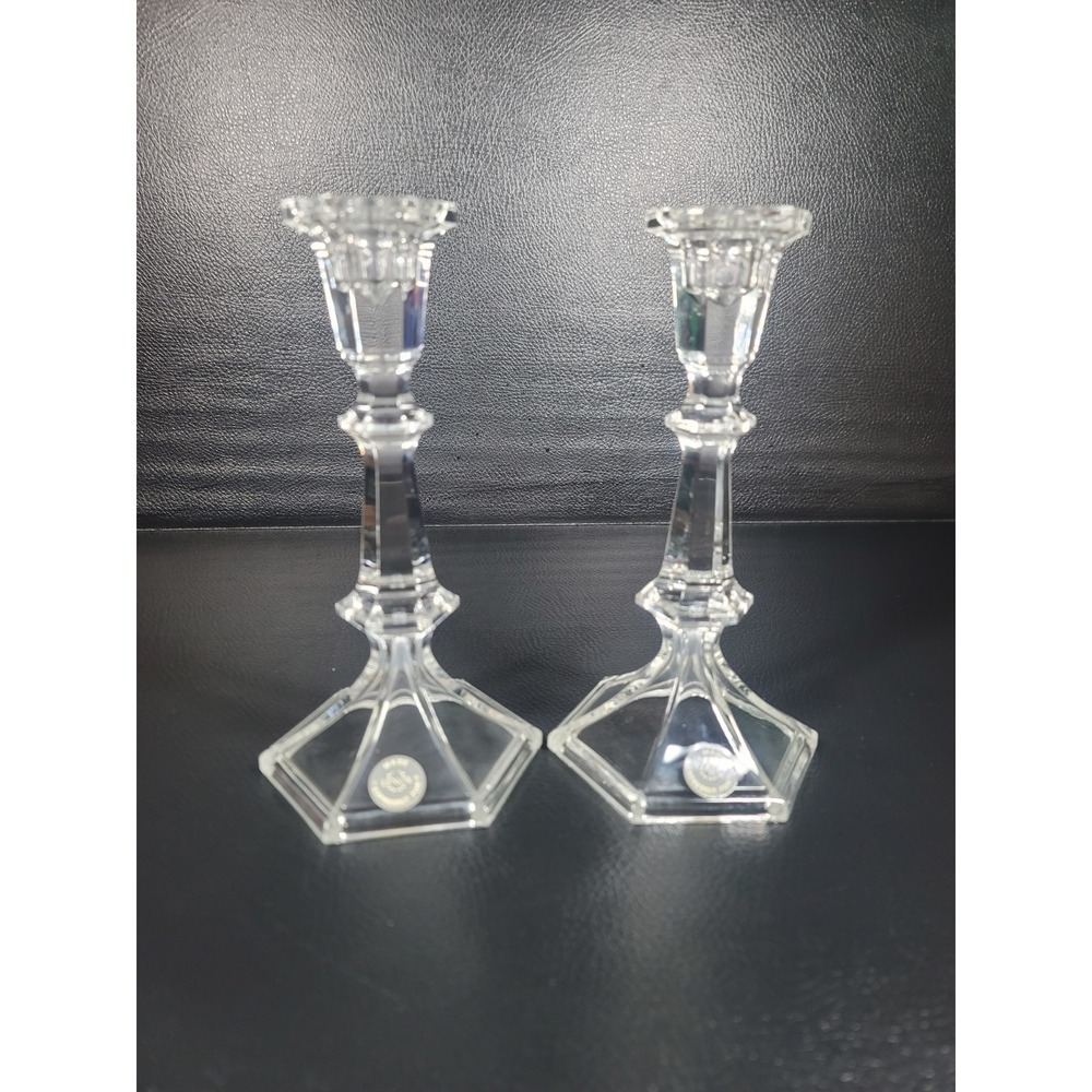 Pair Lenox Lead Crystal Candlesticks 8.25 Inch